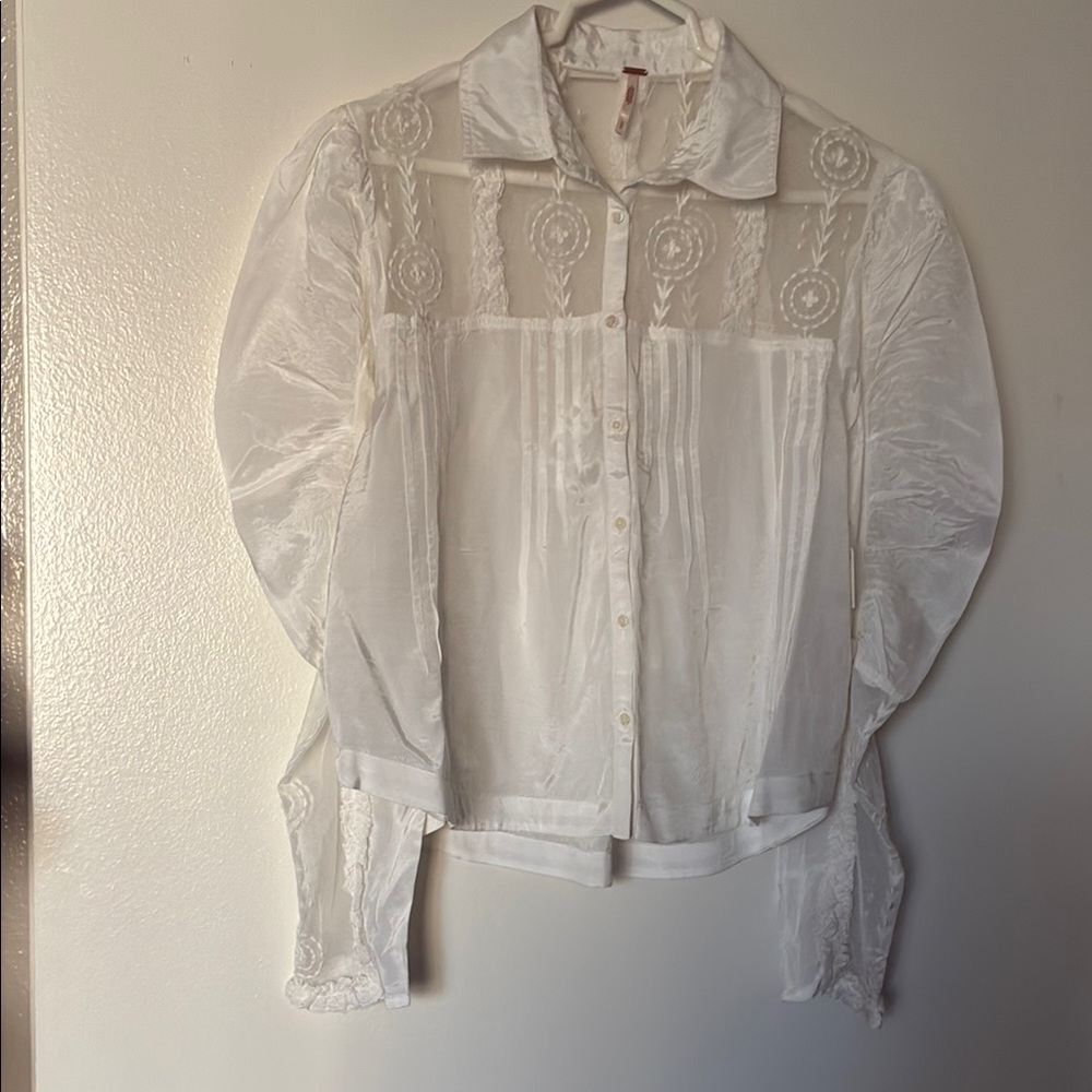Free People Amanat White Embroidered blouse